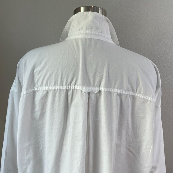 Old Navy Womens XL Boyfriend Shirt White Cotton Long Sleeve Button Up Blouse Top - Picture 7 of 8